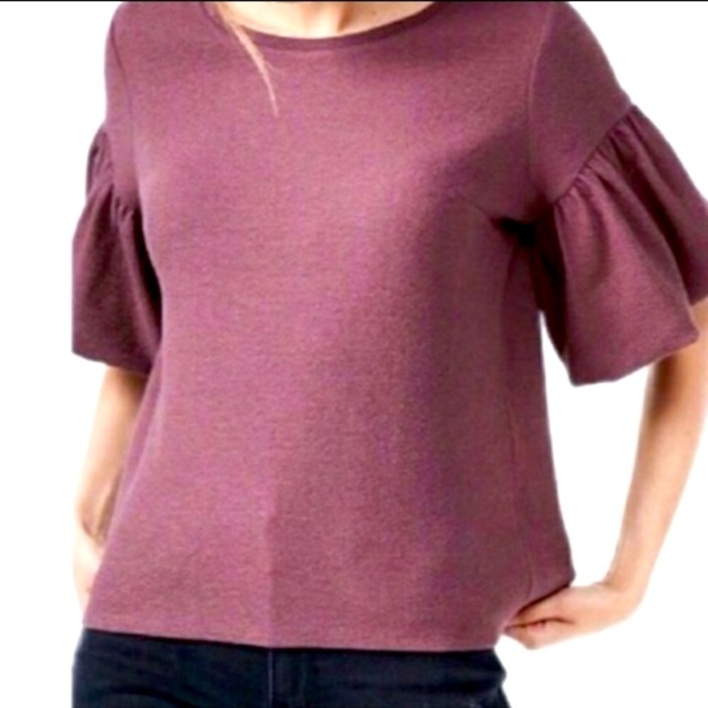 Express Purple Puff Sleeve Top 3/4 Sleeve Medium